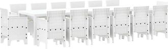 vidaXL Conjunto De Comedor De Jard&iacute;n 15 Pcs Blanco Ratan Polt Vidaxl
