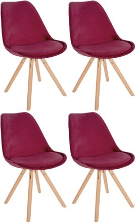 Clp Clp - Pack De 4 Sillas De Sal&oacute;n Sofia En Terciopelo Burdeos Natural (redondo)