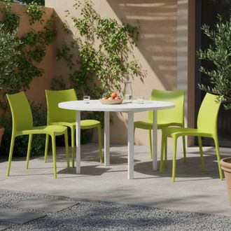 Dmora Silla De Exterior Grover, 4 Sillas Apilables, Hechas En Italia, Soporta 120 Kg, Verde