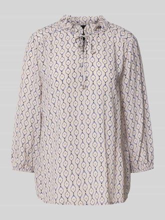 Marc Cain Blusenshirt mit Schl&uuml;sselloch-Ausschnitt in Kitt, Gr&ouml;&szlig;e 40