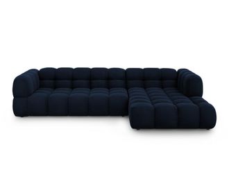 Cosmopolitan Design Sof&aacute; esquinero modular derecho 4 plazas de terciopelo azul regio