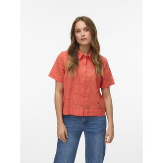 Vero Moda Hemdje met korte mouwen, broderie anglaise