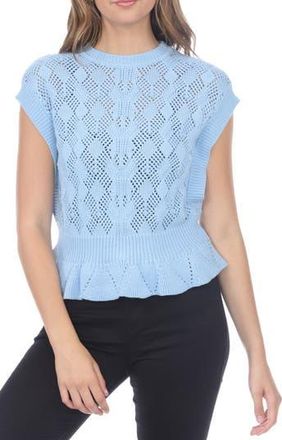 Rain + Rose Pointelle Sleeveless Sweater in Blue at Nordstrom Rack, Size X-Large