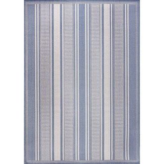 Jonathan Y Designs Haynes Modern Double Stripe Indoor/Outdoor Area Rug in Blue/light Gray at Nordstrom, Size 2Ft 0In X 8Ft 0In