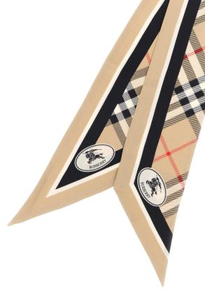 Burberry Unisex Embroidered Silk Foulard Sand Exterior: Sciarpe E Scarfs