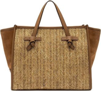 Gianni Chiarini Marcella Shoulder Bag In Suede And Woven Straw