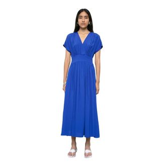 Meimeij V-hals jurk - Dames - Casual kleedjes - Blauw - XS - Kleedjes