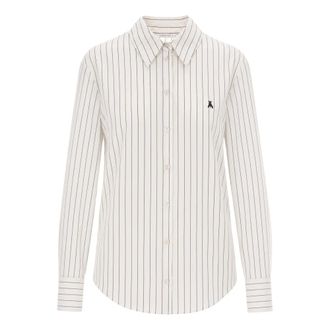 Patrizia Pepe Gestreept Shirt - Dames - Overhemden - Wit - L - Overhemden