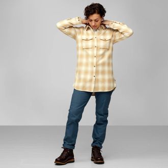 Fj&auml;llr&auml;ven Womens Ovik Flannel Shirt In Chalk White-Dune Beige