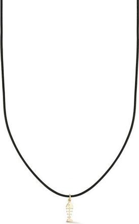 Ember Fine Jewelry 14K Gold Fishbone Pendant Cord Necklace at Nordstrom Rack