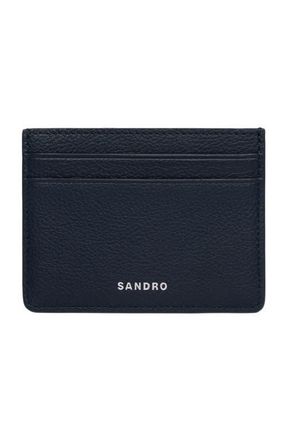 Sandro Grained leather cardholder in Navy Blue at Nordstrom