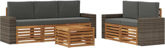 vidaXL Conjunto De Sof&aacute;s De Exterior 6 Uds. Natural Y Antracita Vidaxl