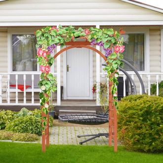 Costway Costway Wooden Arbor Arch Wedding Arches for Ceremony Garden Trellis Arbor Pergola Arch in Natural