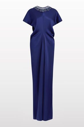 Jenny Packham Novak Embellished-Collar Maxi Dress in Abyss Blue at Nordstrom, Size 12 Uk