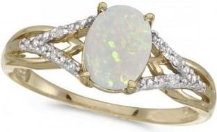 Allurez Oval Opal and Diamond Cocktail Ring 14K Yellow Gold (0.70ct)