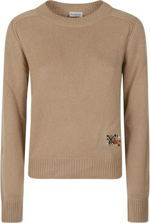 Burberry Janelle Ronde Hals Gebreid - Dames - Ronde hals truien - Bruin - S - Wol - Truien & Vesten