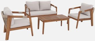 Sweeek Conjunto De Jard&iacute;n De Acacia Con Cuerdas, 4 Personas