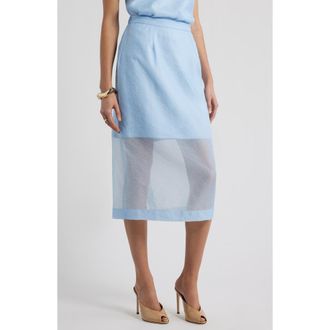 Nordstrom Organza Midi Pencil Skirt in Blue Floaty at Nordstrom, Size Xx-Small