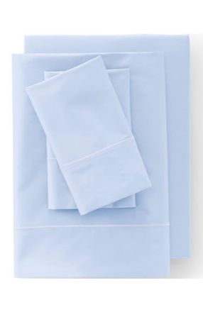 Lands End 417 Thread Count Premium Supima Cotton No Iron Sateen Fitted Bed Sheet in Clearlake Blue at Nordstrom, Size Queen