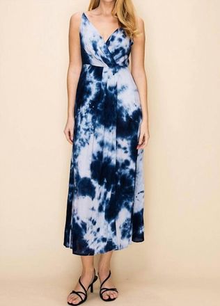 HYFVE Spaghetti Strap Maxi Dress In Navy Tie Dye