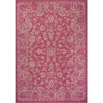 Jonathan Y Designs Tela Bohemian Textured Weave Floral Indoor/Outdoor Area Rug in Fuchsia/light Gray at Nordstrom, Size 4Ft 0In X 6Ft 0In