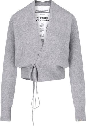 Extreme Cashmere Grey Ella Cropped Cashmere Tie-Front Cardigan