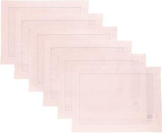 Solino Home Linen Placemats Set of 4, 14 x 19 Inch for Dining Table, Holiday and Everyday Table Decor - Classic Hemstitch in Pink at Nordstrom, Size