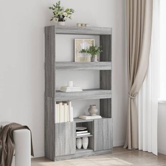 Berkfield Home Highboard&not;Grey Sonoma 92x33x180 cm Engineered Wood in Grey | Size: 92 x 33 x 180 cm