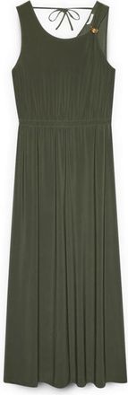 Fiorella Rubino Lange jersey jurk met rugdecollet&eacute; - Dames - Maxi kleedjes - Groen - XS - Polyester - Kleedjes
