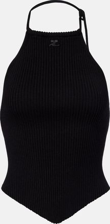 Courr&egrave;ges Courr&egrave;ges Pointy ribbed-knit halterneck top