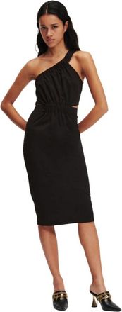 Karl Lagerfeld Zwarte Jersey Jurk met Cut-Outs - Dames - Casual kleedjes - Zwart - M - Polyester - Kleedjes