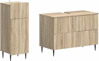 vidaXL Juego De Gabinete De Ba&ntilde;o De 2 Piezas Zwolle Roble Sonoma Vidaxl