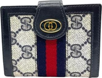 Gucci Vintage, unisex, Blauw, ONE Size, Leer, Pre-owned Leren Portemonnee