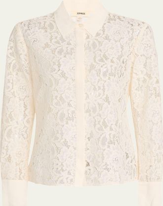 L'agence Maia Lace Button-Front Blouse