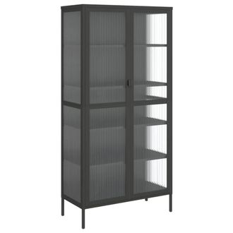 Berkfield Home Highboard Black 85x40x180 cm Glass & Steel | Size: 85 x 40 x 180 cm