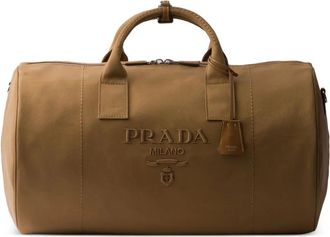 Prada Borsa con logo goffrato - Marrone