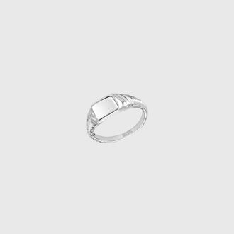 Diesel Stainless Steel Signet Ring - Rings - Unisex - Silver