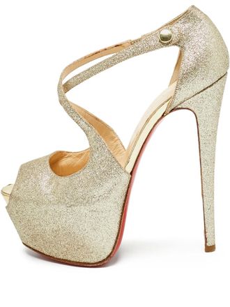 Christian Louboutin Exagona glitter platform pumps - Gold