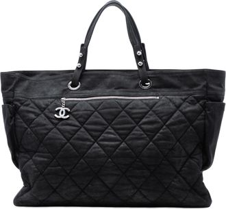 Chanel Pre-owned Womens Xl Quilted Coated Canvas Paris Biarritz Tote - Black Textile - One Size