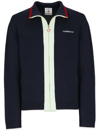 Casablanca Blue Merino Embroidered Wool Jacket