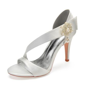 Generic Wedding High Stiletto Heels Heeled Womens Sandals Bridal Sexy Open Toe Heels Daily Party Dress 10.5Cm,Ivory White,5 UK