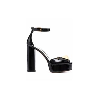 Valentino Garavani One Stud 120mm Patent Leather Sandals In Nero