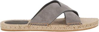 Ermenegildo Zegna Suede Espadrille Sandaal - Heren - Sandalen - Grijs - 40 1/2 EU - Leer - Schoenen