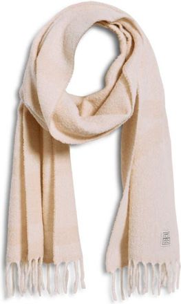 Toteme Monogram Jacquard Alpaca Blend Fringe Scarf in Ecru/White at Nordstrom