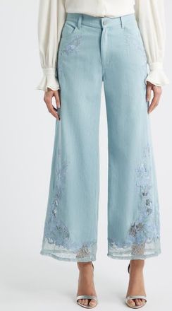 Kobi Halperin Adaline Embroidered Lace Nonstretch Jeans in Light Blue at Nordstrom, Size 8