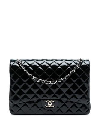 Chanel 2010-2011 Maxi Classic Patent Double Flap shoulder bag - women - Patent Leather - One Size - Blue