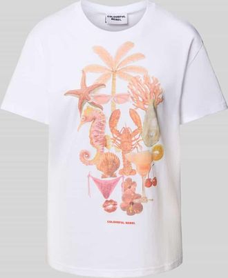 Colourful rebel Loose Fit T-Shirt mit Motiv-Print Modell Beach Items in Weiss, Gr&ouml;&szlig;e XL