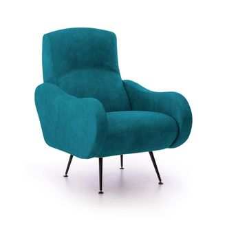 Dmora Sill&oacute;n Lasnigo, Sillita Con Brazos, Carga M&aacute;xima 90 Kg Made In Italy, Estructura De Madera, 70x100x98h Cm Azul