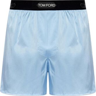 Tom Ford Boxer in seta con logo in vita - Blu