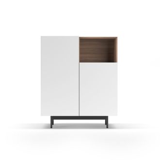 HERDASA Mueble Aparador En Melamina, Colecci&oacute;n Printed (602-1), Con 2 Puertas, En Nogal Y Blanco